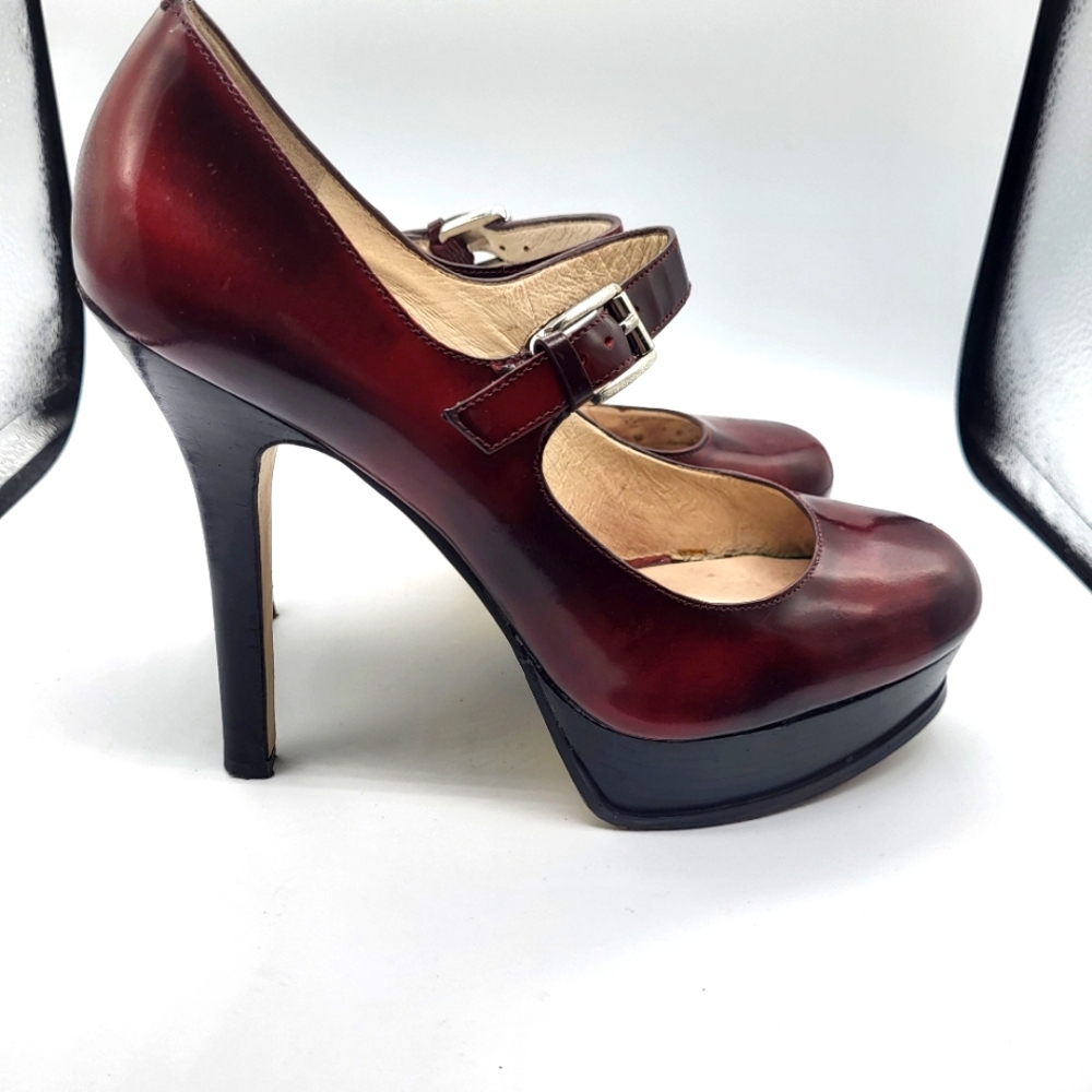 Michael Kors Eboni Bordeaux Mary Janes Platform Pump Sz.9 - Picture 9 of 16